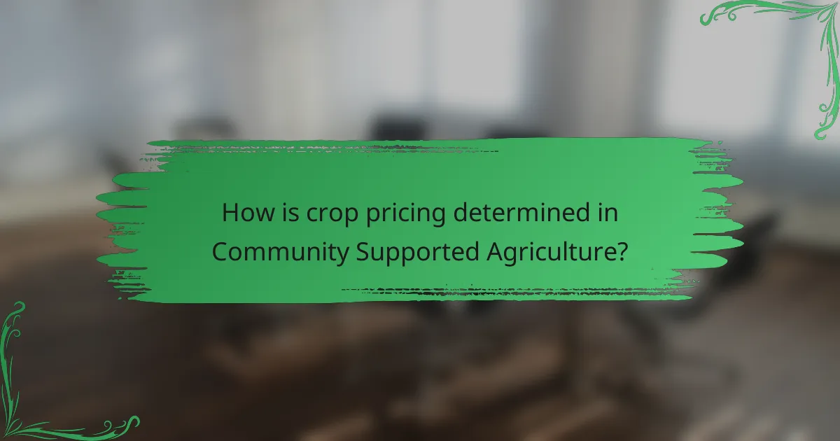 How is crop pricing determined in Community Supported Agriculture?