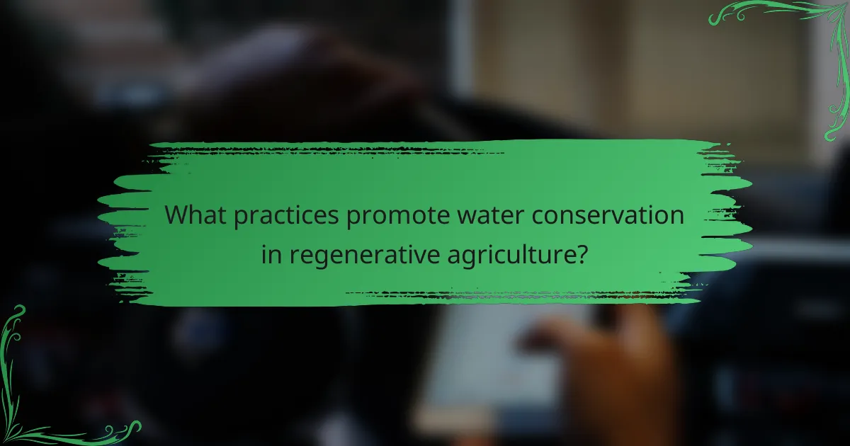 What practices promote water conservation in regenerative agriculture?